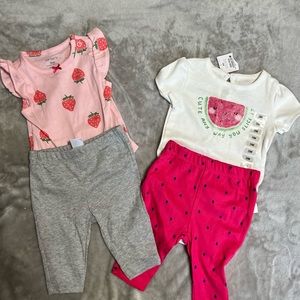3 mos Girls strawberry/watermelon outfits